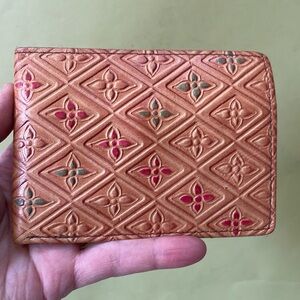 Vintage 80’s orange/cream tool made all leather wallet